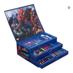 Coloring Case - SPIDERMAN - set 52pcs in paper toolbox with handle - Toys